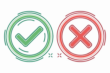 Glossy 3D-Style Checkmark and Cross Icons – High-Quality Vector Graphics