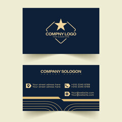 Fototapeta premium Elegant Business Card Design with Navy Blue and Gold Theme