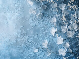 Elegant Blue Lace and Floral Arrangement Background for Delicate Designs