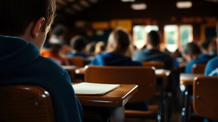 Fototapeta premium Classroom Focus: A Student's Perspective