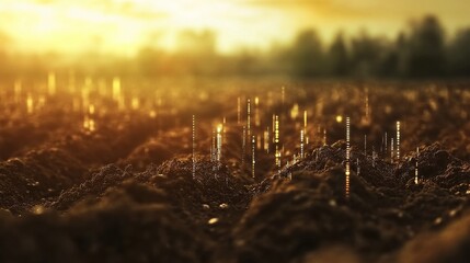 modern farming technology shot, soil quality indicators, earth science visualization, natural bokeh effect, agricultural research photography, educational composition