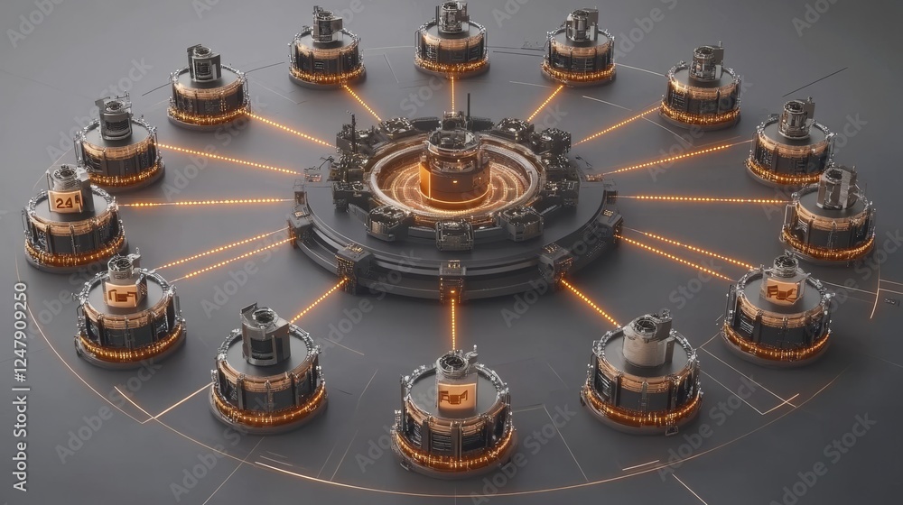 Poster futuristic network decentralized system global connection technology innovation