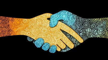 Abstract Handshake Synergy Teamwork Collaboration Concept Design