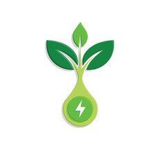 sustainable icon. green energy vector. tree and lightning symbol. reuse, recycle, net zero, green energy, eco friendly concept. Simple 3D design style