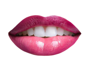 Sexy female lips with pink lipstick isolated on white