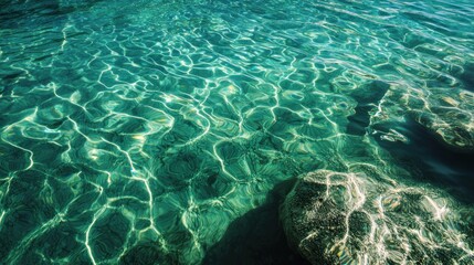 Fototapeta premium Crystal Clear Teal Waters: An Underwater Paradise
