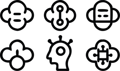 Artificial Intelligence Icon Set for Technology Use