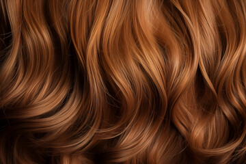 Fototapeta premium Hair cascades gracefully in soft waves. Close-up brown hair. Hair texture background