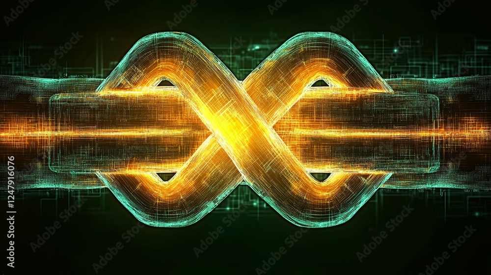 Poster abstract intertwined energy flow digital art glowing lines network connection