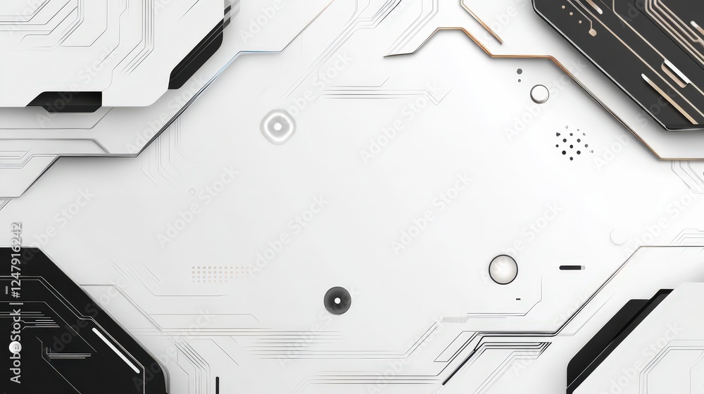 Poster abstract technology background with geometric lines and shapes