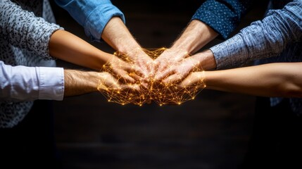 Collective Unity Hands Holding Golden Grains Teamwork Success Abundance