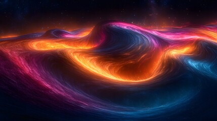 Obraz premium Galactic shapes swirl in vibrant hues glowing soft with colorful patterns and abstract designs on dark blue background