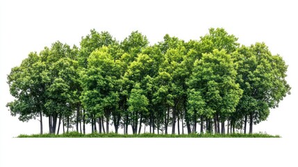 Lush green trees line, nature backdrop, environmental design