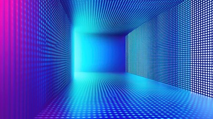 Fototapeta premium Abstract LED Tunnel: A Digital Corridor of Vibrant Hues