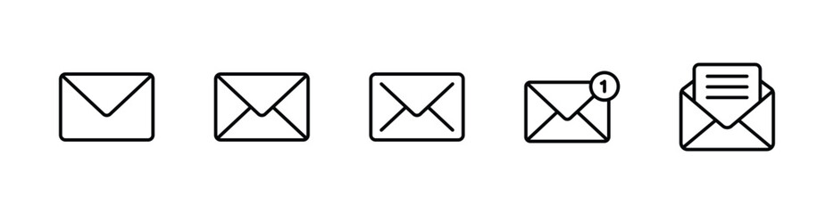envelope icon set, mail symbol vector