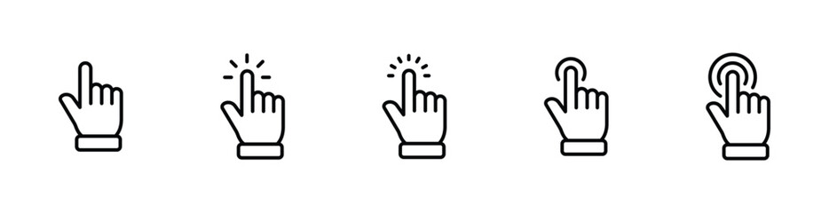 Hand click icon set. hand cursor icon vectors	