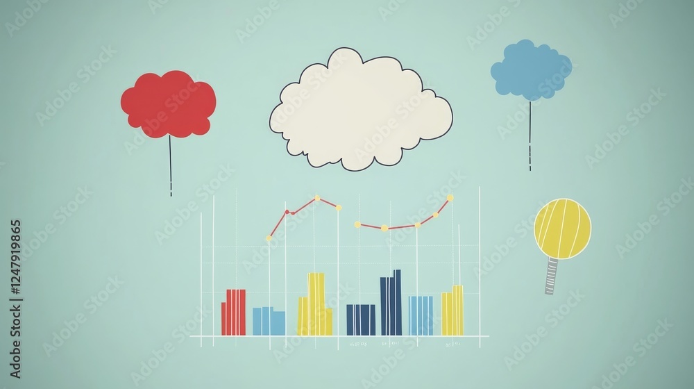 Poster abstract data visualization colorful clouds and charts business infographic design