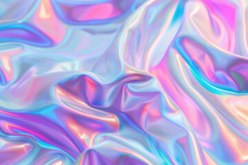 Obraz premium Abstract digital fabric. Sci-fi background. Holographic foil. Abstract Modern pastel colored holographic background in 80s style. Synthwave. Vaporwave style. Retrowave, retro futurism, panorama