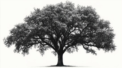 Obraz premium Majestic oak tree, isolated, white background, nature photography, website banner