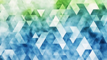 Obraz premium Abstract Geometric Teal and Green Watercolor Triangles