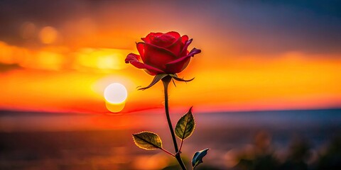 Long Exposure Rose Silhouette Minimalist Photography - Dark Romantic Flower Image