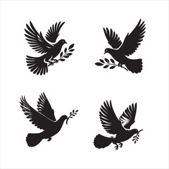 Vector silhouette pigeon flying