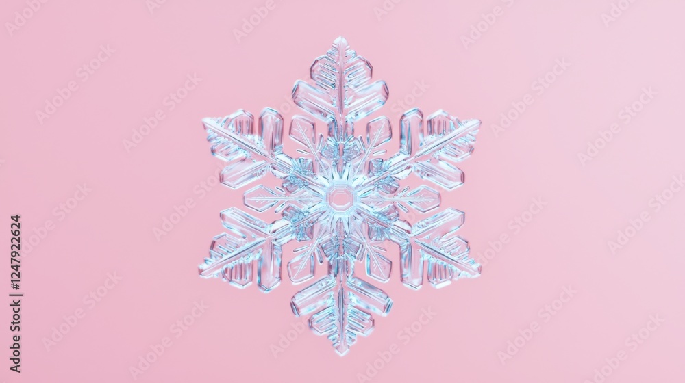 Aufkleber sparkling snowflake on soft pink background with delicate detailing and elegant symmetry