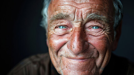 Fototapeta premium Amused: A small smile with slightly squinted eyes, expressing light enjoyment or humor, revealing a playful and entertained mood. 
