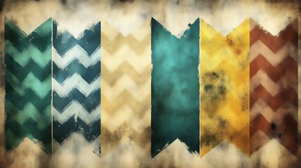 Abstract Chevron Patterned Banners In Various Colors