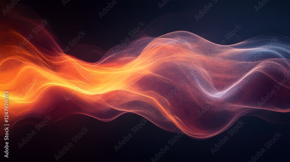 Poster dynamic symmetry illustrated with bold lines on a colorful wave of light on a black background and d