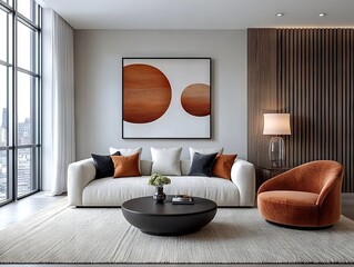 Modern home interior design stylish lifestyle living room urban space elegant furniture contemporary view