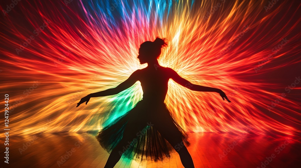Poster dynamic space compositions 49 high-energy dance performance with colorful lights showcasing joy and 