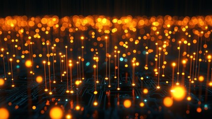 Glowing digital network data flow, abstract background