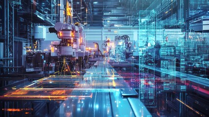 Fototapeta premium Futuristic Smart Factory: Digital Transformation in Manufacturing