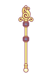 vector golden scepter magic wand for prince. Clip art isolated on transparent background.