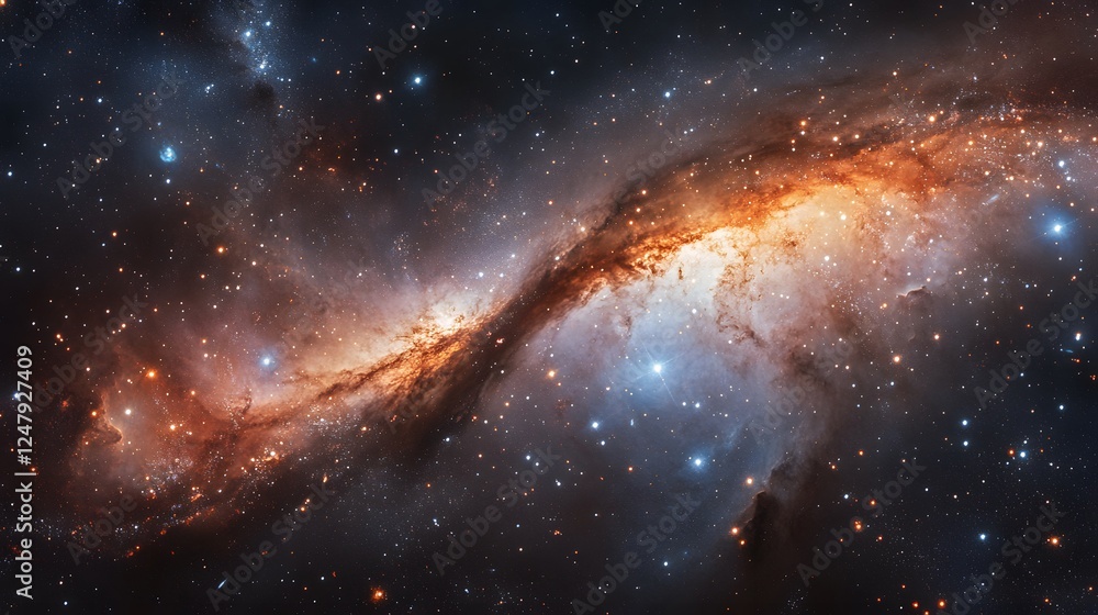Poster cosmic web structure network of galaxies interconn showcasing a bright star and an expansive univers