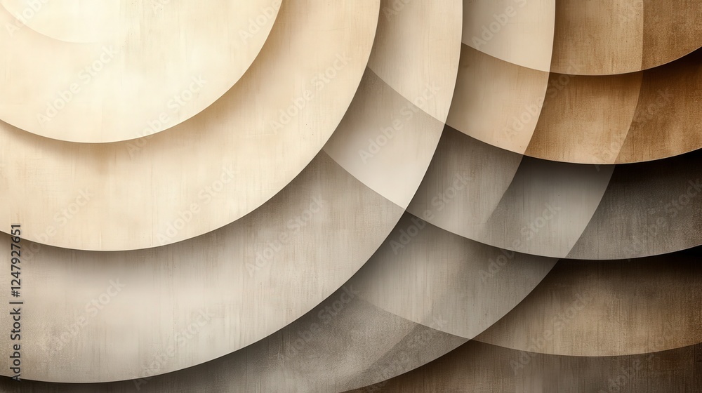 Poster abstract circular layers in neutral tones for modern design projects