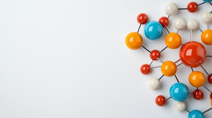 Obraz premium Colorful Spheres Network Abstract 3D Render White Background