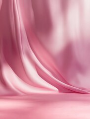 Obraz premium Soft Pink Drapery with Gradual Tone Blending in Elegant Fabric Display