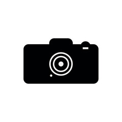 black camera icon vector, simple photography symbol, digital camera silhouette, minimalist photo camera illustration, professional photography equipment icon