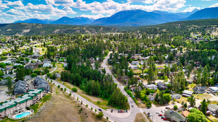 Aerial view of Windermere Lake, BC - Canada