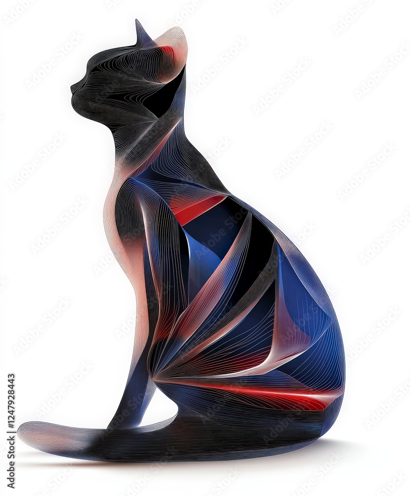 Aufkleber abstract cat silhouette with colorful geometric patterns and lines