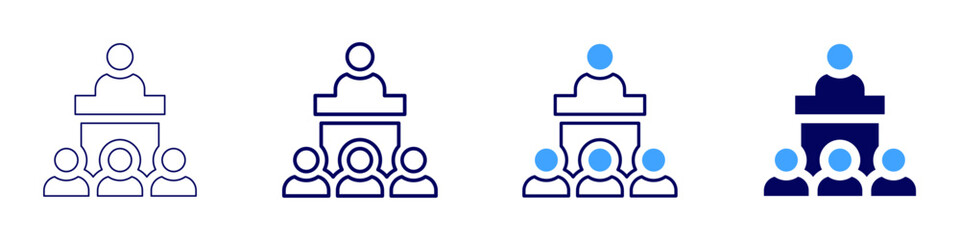 Onboarding process icon in 4 different styles. Thin Line, Line, Bold Line, Duotone. Duotone style. Editable stroke