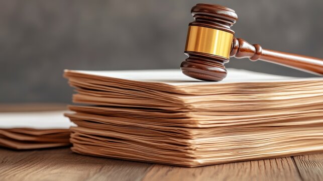 Stack of official court documents with judge approval stamps visible