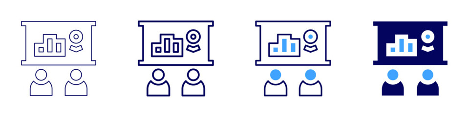 Training budget icon in 4 different styles. Thin Line, Line, Bold Line, Duotone. Duotone style. Editable stroke