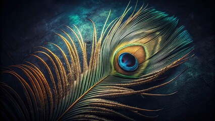 Peacock Feather Macro Silhouette Wallpaper, Moody Vintage Wall Art, Close Up Feather Photography