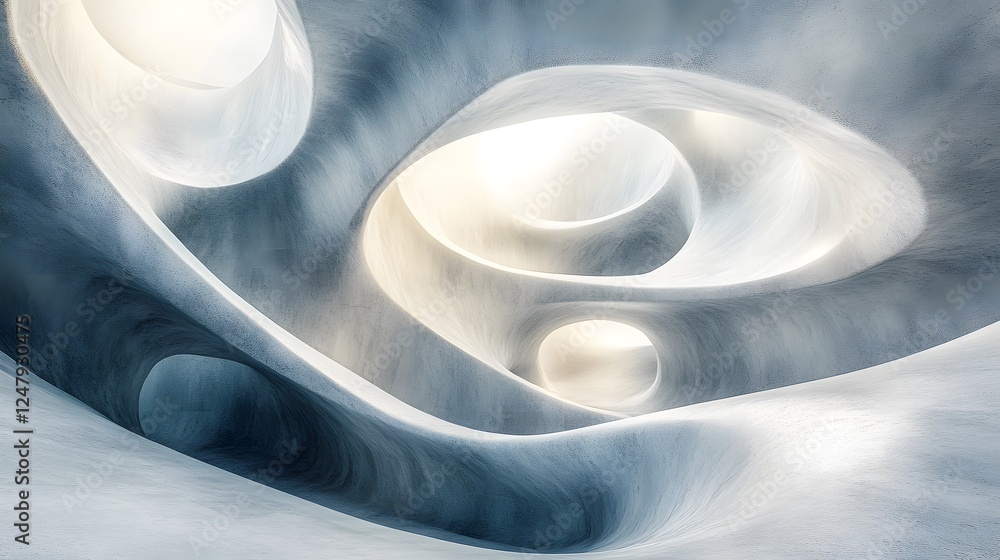 Poster boundless forms expansive flowing shapes captured in a white and black abstract spirally structure a