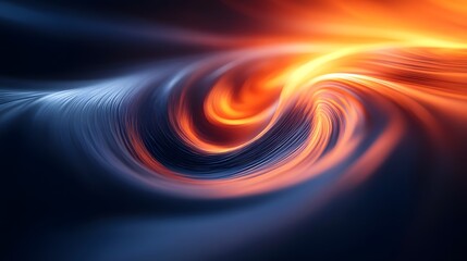 Black hole imagery reveals dark depths with swirli cosmic colors of orange and blue abstract art and space exploration