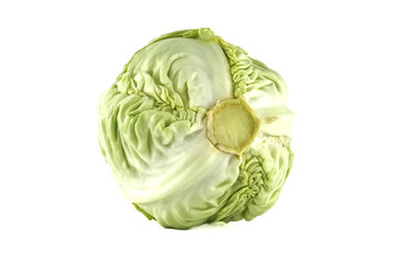 Fresh Green Whole Cabbage Vegetable Isolated on White Background
