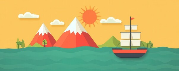 Naklejka premium Discovery map flat design side view adventure theme water color Triadic Color Scheme